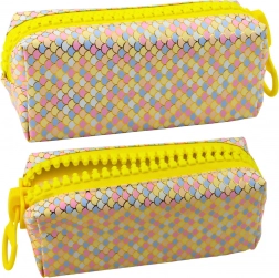 Astuccio scolastico con motivo di scaglie marine, grande cerniera, colorato 21 × 8 cm