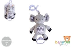 Elefante di peluche con carillon a carica e clip 30 cm