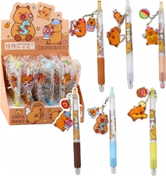 Penna gel blu Kapibara con ciondolo, 14,5 cm