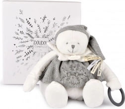 Doudou orsacchiotto di peluche con anello 30 cm grigio