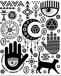 Toppe termoadesive – simboli mistici, foglio grande 20 × 30 cm