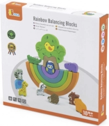 arcobaleno di equilibrio in legno con figurine – set creativo Montessori Viga