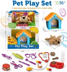 Cagnolino di peluche con cuccia e accessori