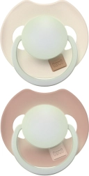 Ciucci luminosi in silicone LOVI Prime 6–18 mesi, set 2 pz Ivory/Blush