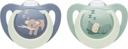 Ciuccio NUK First Choice Night 6–18 mesi, 2 pz, ippopotamo/koala