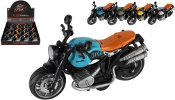 motocicletta di plastica 13 cm con carica a retrofrizione, luce e suono