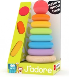 Anelli arcobaleno su piolo – giocattolo educativo in legno per i più piccoli