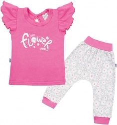 Set in cotone per bambini NEW BABY Happy Flower, rosa scuro