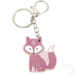 Portachiavi in legno con motivo di volpe PolarB