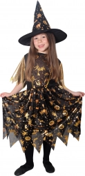 Costume da strega per bambini nero-oro con cappello