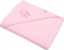 Asciugamano in spugna per bambini con cappuccio NEW BABY 100 × 100 cm elefantino rosa
