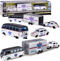 Set in metallo Maisto 1:64 – Volkswagen Van Samba con rimorchio e Volkswagen Beetle