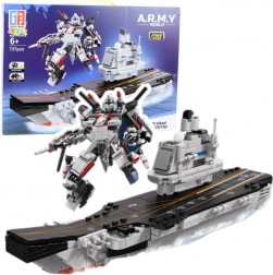 Set di costruzione nave portaerei e robot 2-in-1, 737 pezzi