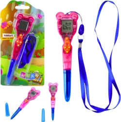 Penna elettronica con giochi 168 in 1 con laccetto – blu e rosa