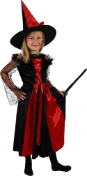 Costume da strega per bambini nero‑rosso con cappello