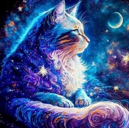Pittura a diamante Gatto Cosmico 30x40 cm