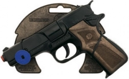 Pistola di metallo della polizia a capsule, nera, 8 colpi