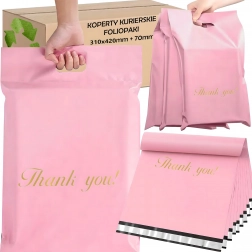 Buste postali in polietilene rosa con manico 310 × 420 + 70 mm, 50 pz
