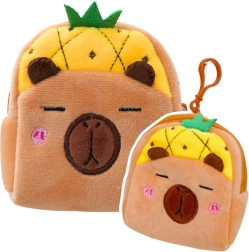 Portamonete in peluche con ciondolo capibara ananas giallo 9,5 × 8 cm