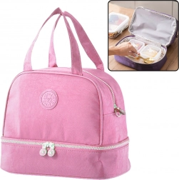Borsa porta pranzo termoisolata rosa con tracolla regolabile 27cm
