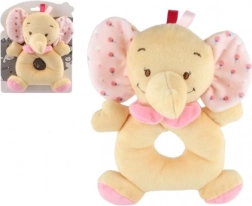 Sonaglio in peluche elefante rosa 18 cm