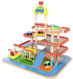 Parcheggio in legno con garage per bambini