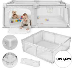 Box per bambini 180 × 160 cm grigio con borsa da viaggio ECOTOYS
