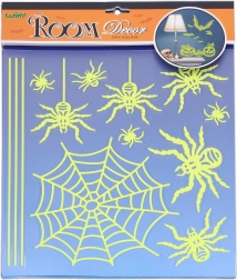 Adesivi luminosi da parete ragni Halloween 38 × 31 cm