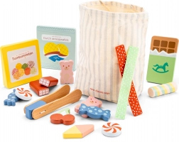 Set di dolci in legno con borsa e pinzette