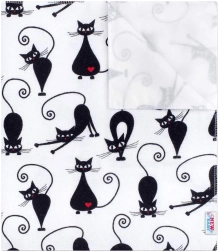 Traversina impermeabile in flanella New Baby bianca con gatto nero