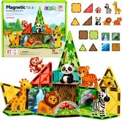 Elementi da costruzione magnetici Zoo – animali selvatici della giungla (27 pezzi)