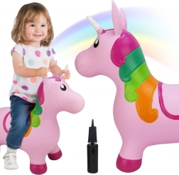 Woopie unicorno saltellante gonfiabile rosa con pompetta