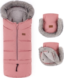 Petite&Mars set invernale sacco coprigambe Arctic 4in1 e guanti per passeggino Furry old rose