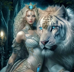 Diamond painting ragazza con tigre 30 × 40 cm