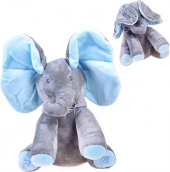 Elefante di peluche interattivo che canta e gioca a peek‑a‑boo – Blu