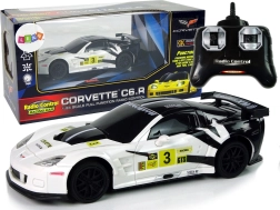 Auto da corsa sportivo R/C 1:24 Corvette C6.R bianco con luci
