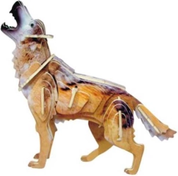 Puzzle 3D in legno Lupo colorato – WOODCRAFT