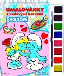 Album da colorare dei Puffi con acquerelli e pennello, rilegatura a spirale 21 × 23 cm