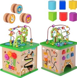 TOOKY TOY cubo educativo in legno 5 in 1 con animaletti
