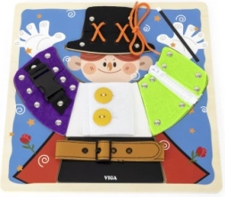 VIGA tavola manipolativa in legno mago Montessori – cerniere, bottoni e fibbie