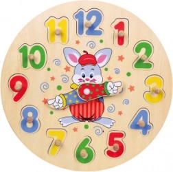 Orologio didattico in legno – puzzle a incastro con 12 pezzi, 30 cm