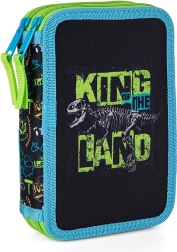 Astuccio scolastico Premium a due scomparti dinosauro