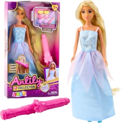 Bambola Anlily in abito da ballo blu con accessori per lo styling dei capelli