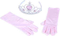 Set principessa guanti rosa e corona