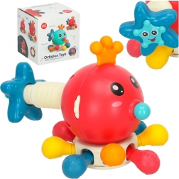 Giocattolo sensoriale dentaruolo per neonati polipo Bibi-Inn rosso