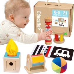 Box sensoriale educativo Montessori XXL 6 in 1 TOOKY TOY per bambini dalla nascita ai 6 mesi - 6 pezzi