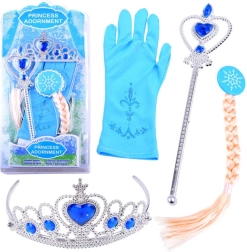 Set da principessa magico con corona, bacchetta, treccia e guantino – Rosso