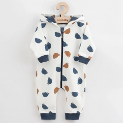 Tuta felpata per bambini con cappuccio New Baby Little One blu