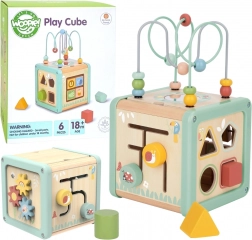 Cubo attivo in legno WOOPIE GREEN – selezionatore educativo multifunzionale