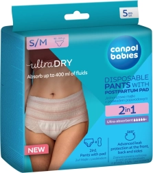 Canpol babies mutande post parto usa e getta con assorbente 2in1 S/M, 5 pz